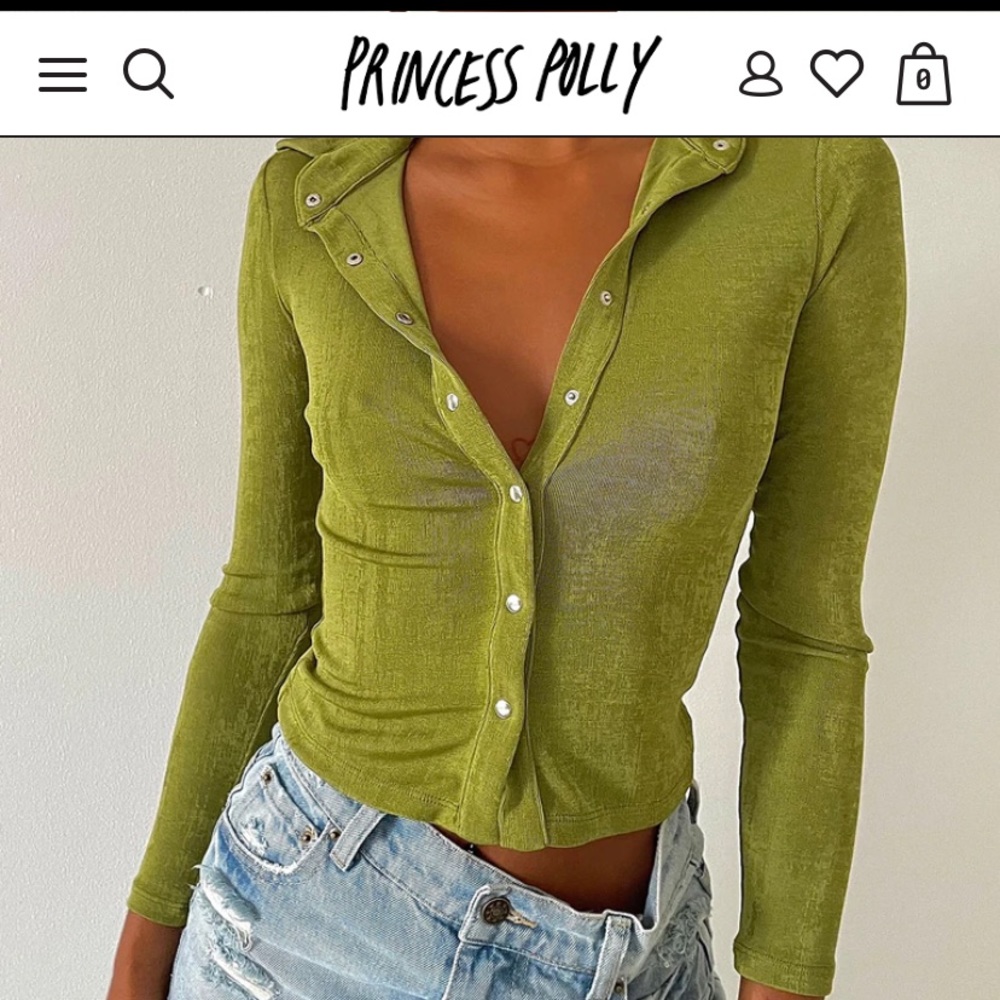 NWOT Princess Polly Elody Long Sleeve Top Green